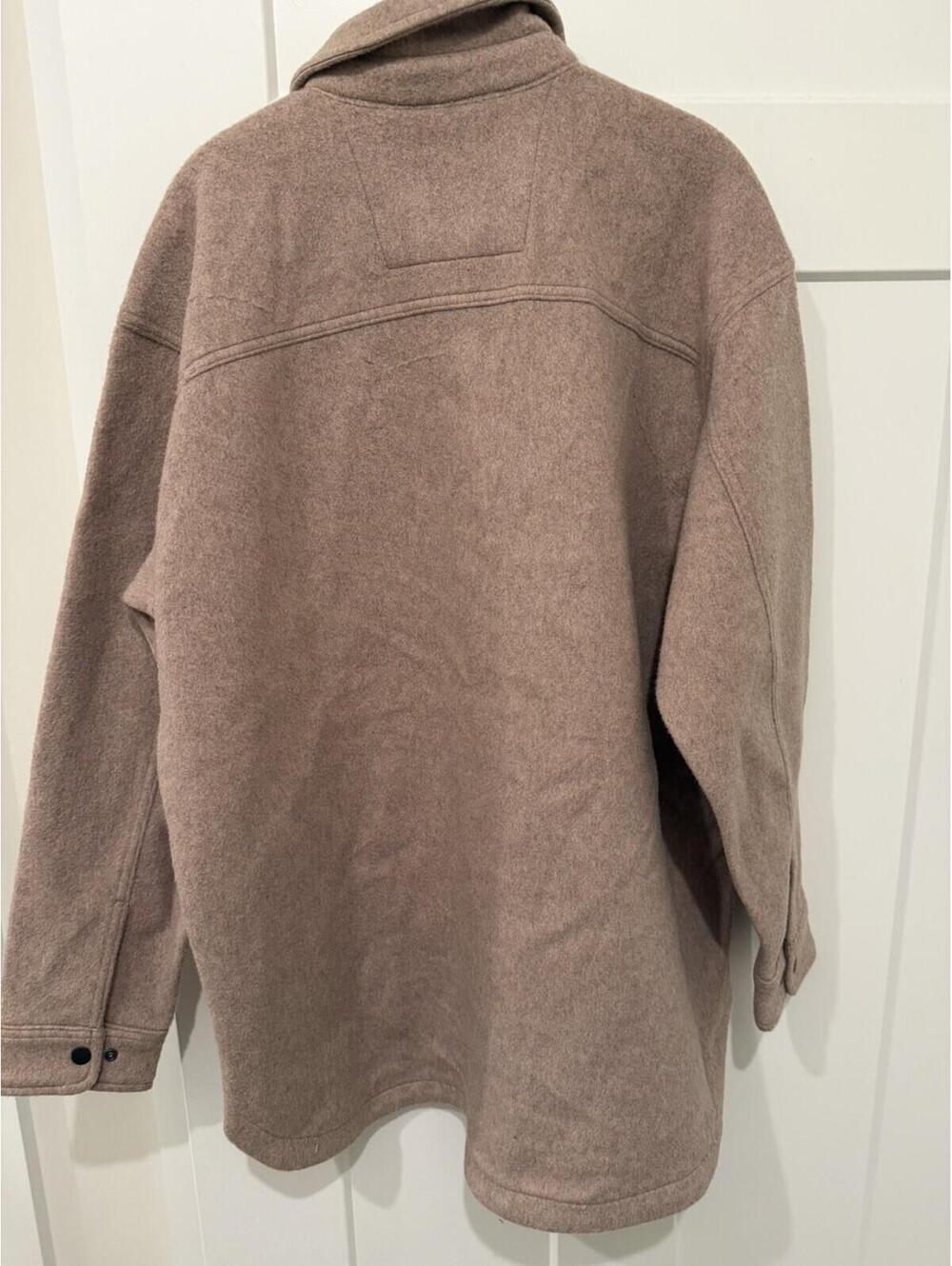 Carhartt Women’s XL Loose Fit Fleece Shacket Dusty Rose Pink Taupe Snap Jacket - Picture 7 of 8